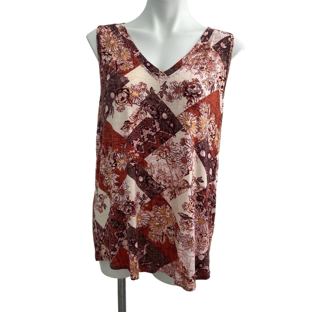 NEW Maurices patchwork Tank top sz 14 Sunflower Brown Boho Sleeveless NEW